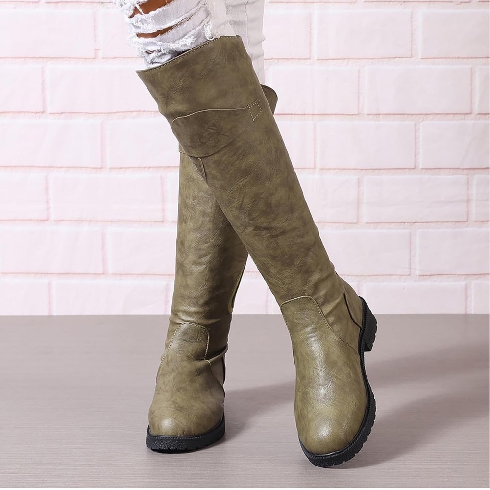 Stylish Olive Tall Knee High Boots